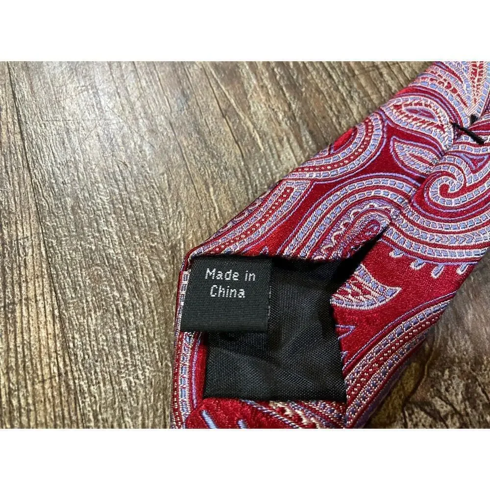 Michael Kors Men’s Red Paisley Print Designer 100% Silk Neck Tie 3.25” x 59”
